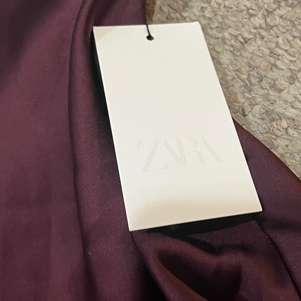 Zara Medium Burgundy Backless Dress (NWT) - Picture 2 of 7